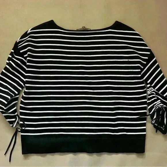 Elliot Lauren Black and White Stripe Cinch sleeve blouse: XL - Picture 7 of 7